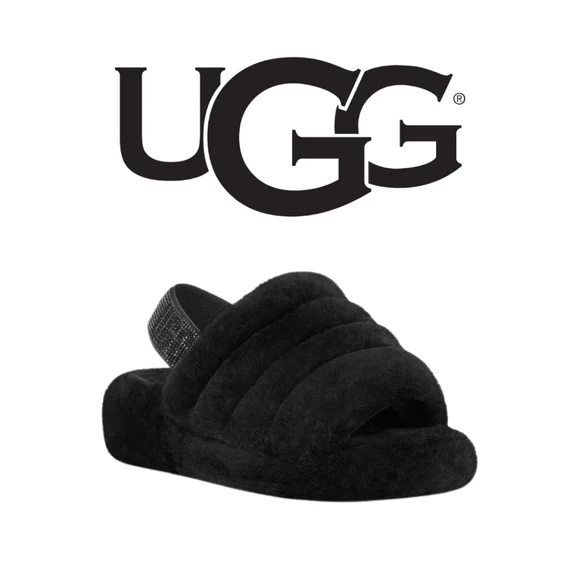 UGG- Fluff Yeah Bling Slide - Black - Picture 2 of 11